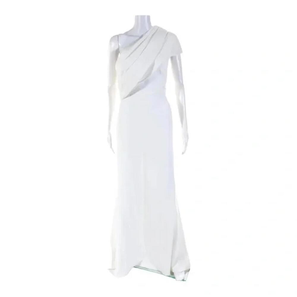 NWT Badgley Mischka Asymmetrical Gown Light Ivory Size 12